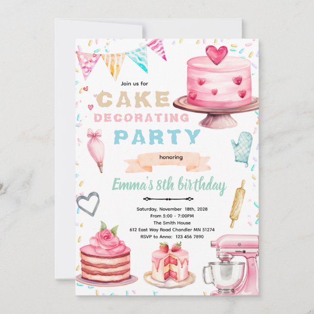 Einladung zur Cake-Decorating-Party (Vorderseite)