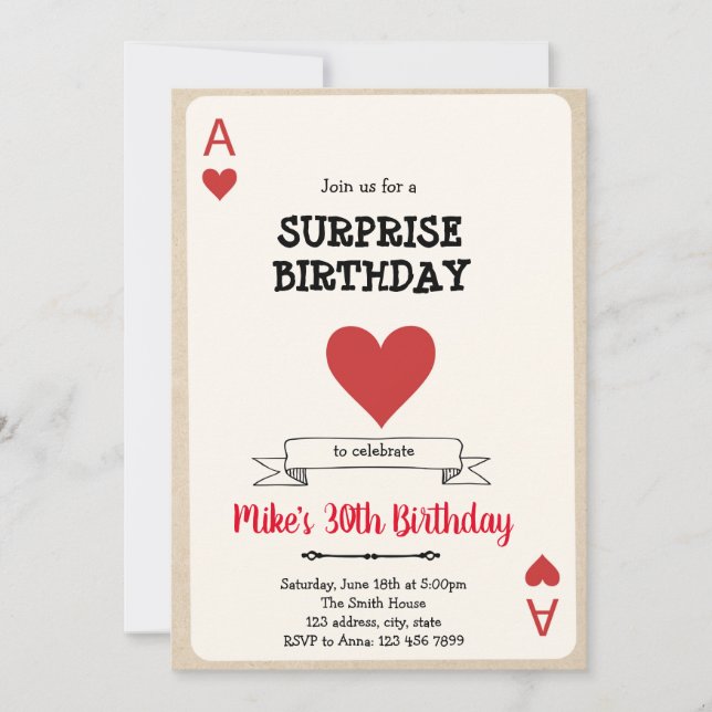 Einladung zur Casino-Spielkarte (Vorderseite)