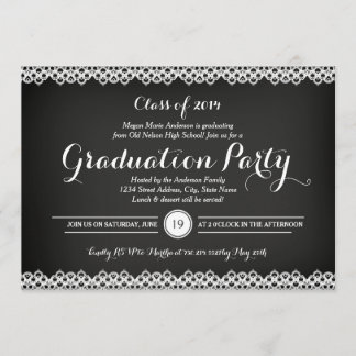 Einladung zur Chalkboard & Lace Graduation Party