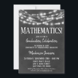 Einladung zur Chalkboard Mathematics Graduation Pa<br><div class="desc">Eine lustige Schwarz-Weiß-Chalkboard Mathematik Abschlussfeier Einladung mit leuchtenden Lichtern an der Spitze.</div>