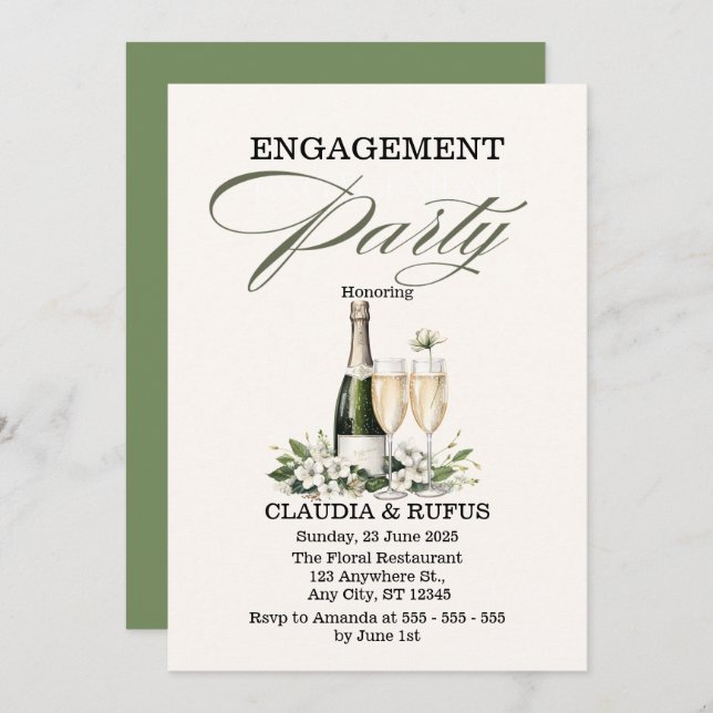 Einladung zur Champagner-Engagement-Partei (Vorne/Hinten)