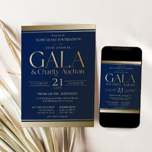 Einladung zur Charity-Auktion-Gala in Navyblau und