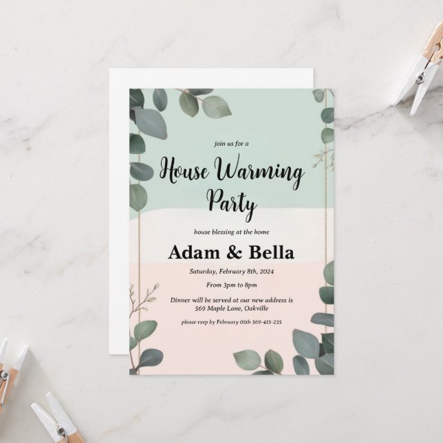 Einladung zur christlichen Haushaltserwärmung (Vorderseite/Rückseite Beispiel)