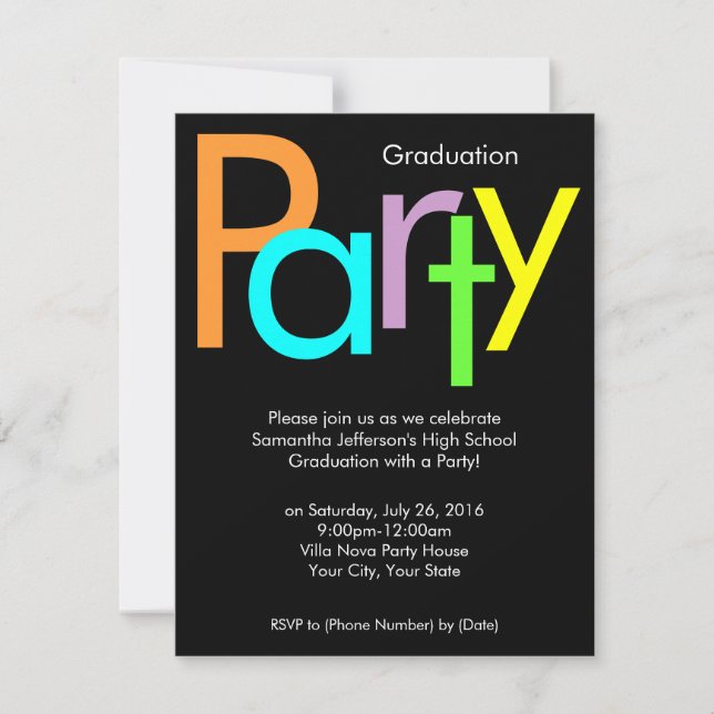 Einladung zur Chunky Block Colors Graduation Party (Vorderseite)