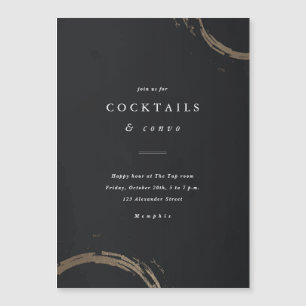 Einladung zur Cocktailparty mit goldenen Ringen
