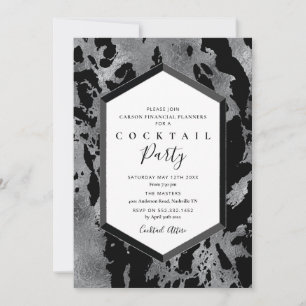 Einladung zur Cocktailparty Schwarz Silber