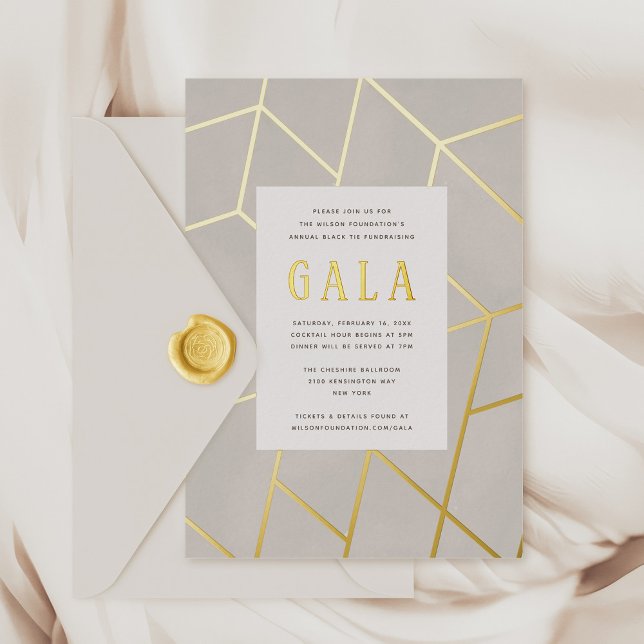 Einladung zur Creme Geometric Gala Gold Foil (Creme Geometric Gala Gold Foil Invitation)