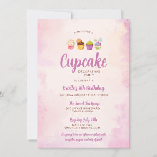 Einladung zur Cupcake-Dekorations-Geburtstagsfeier