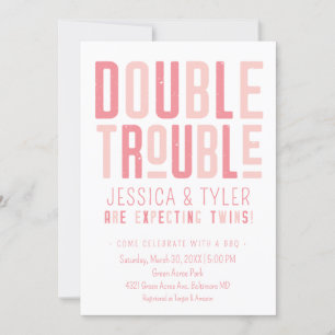 Einladung zur Doppel-Trouble Twin Boy/Girl Baby Du