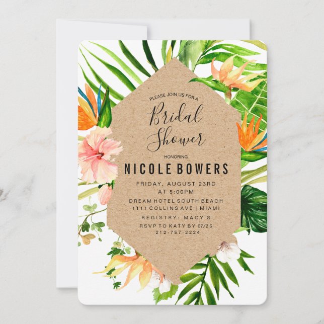Einladung zur Dusche Tropical Floral Bridal (Vorderseite)