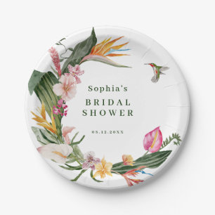 Einladung zur Dusche Tropical Floral Wreath Bridal Pappteller