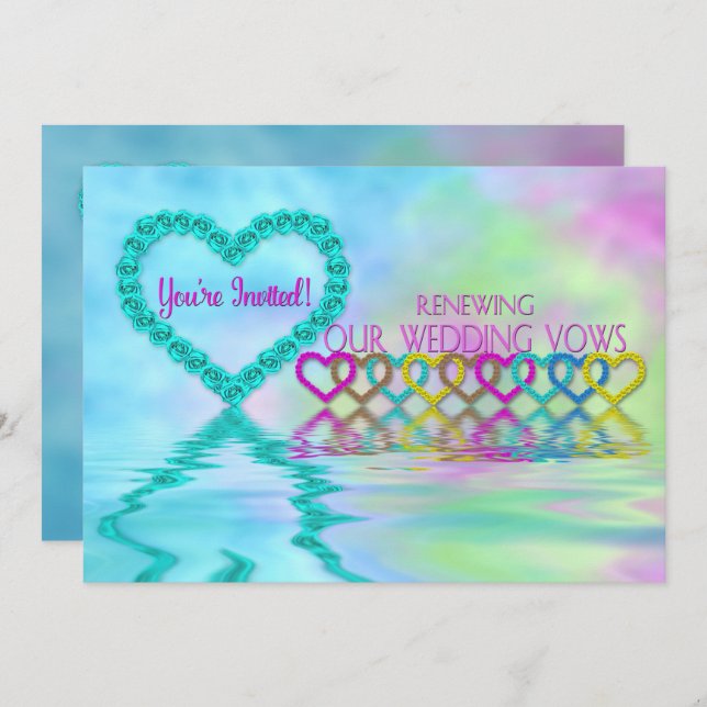 Einladung zur Eheschließung - Rose/Herzen (Vorne/Hinten)