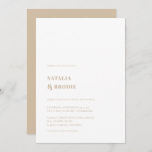 Einladung zur einfachen Beige White Wedding