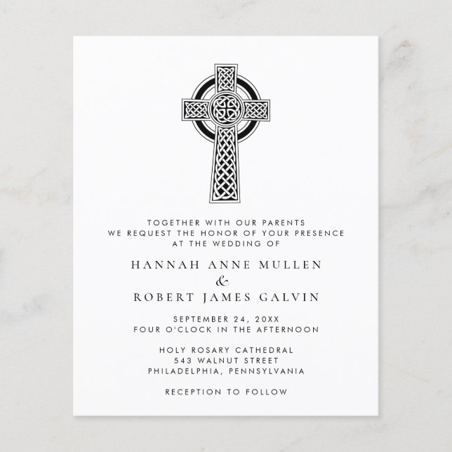 Einladung zur einfachen Celtic Cross Hochzeit (Vorderseite)
