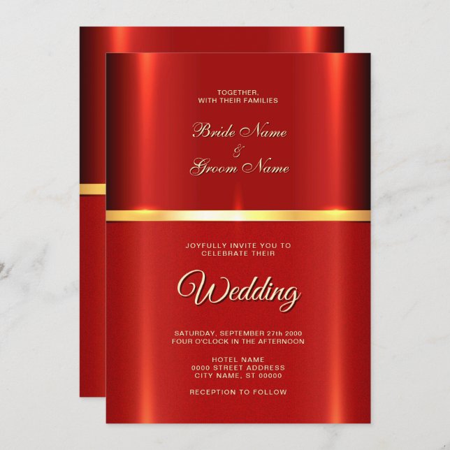 Einladung zur einfachen Roten Hochzeit (Vorne/Hinten)