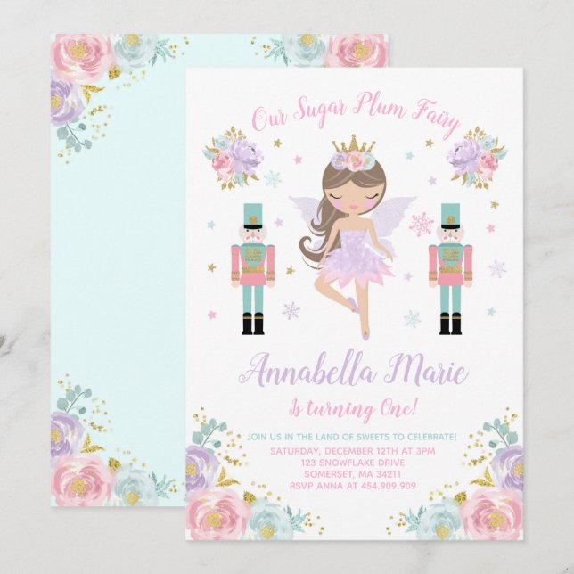 Einladung zur Einladung von Zuckerplättchen (Vorne/Hinten)