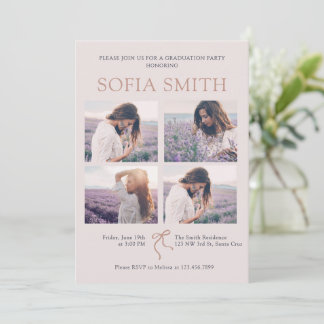 Einladung zur Elegant Boho Bow Graduation Party