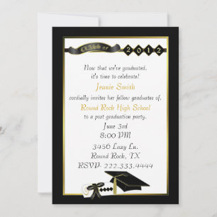 Einladung zur eleganten Black and Gold Graduation