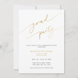 Einladung zur eleganten Gold Script Graduation Par