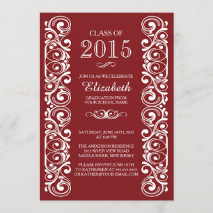 Einladung zur eleganten Maroon White Graduation Pa