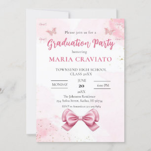 Einladung zur eleganten Pink & Gold Graduation Par