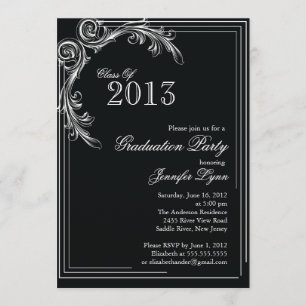 Einladung zur eleganten Vintagen Black Graduation 