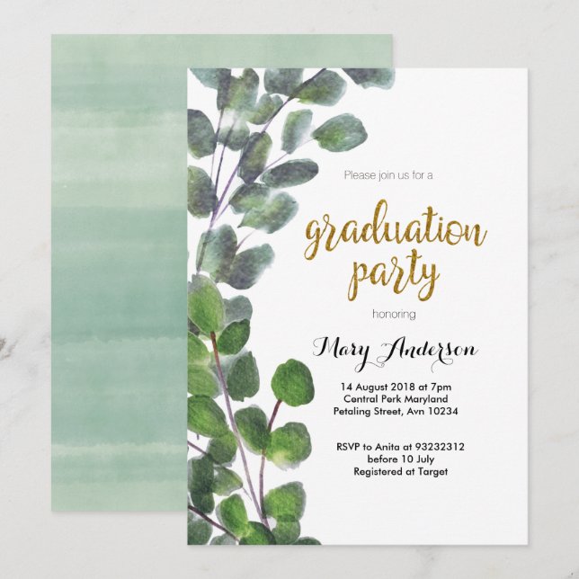 Einladung zur Eukalyptus-Graduierungspartei (Vorne/Hinten)