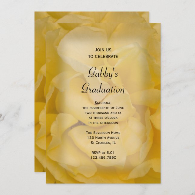 Einladung zur extravaganten Yellow Rose Graduation (Vorne/Hinten)