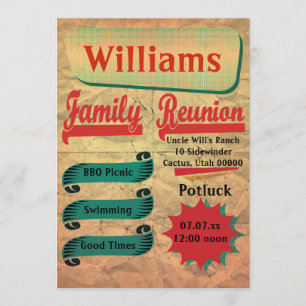 Einladung zur Familienzusammenkunft im Retro-Stil