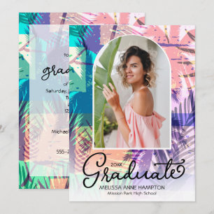 Einladung zur farbenfrohen Palms Foto Graduation P