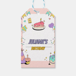 Einladung zur farbenprächtigen Geburtstagsparty Geschenkanhänger