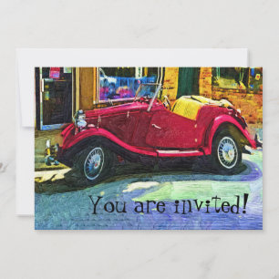 Einladung zur Feier mit Oldtimer