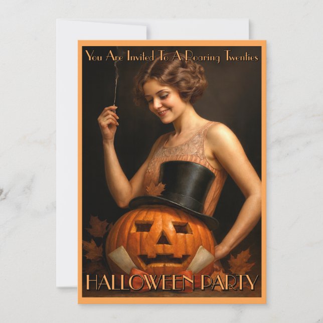 Einladung zur Flapper-Halloween-Party in den 1920e (Vorderseite)