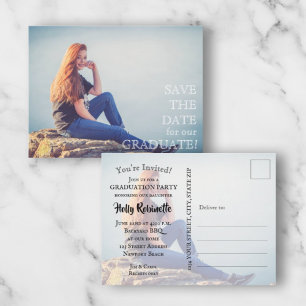 Einladung zur Foto Graduation Party Postkarte