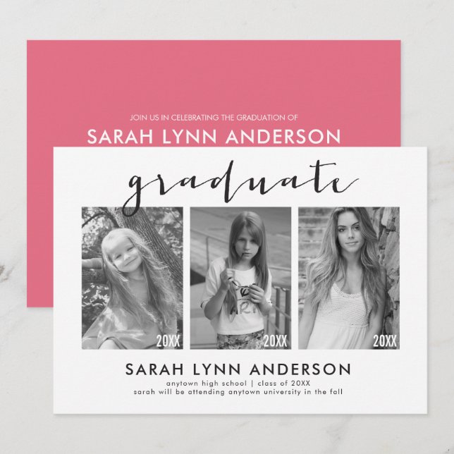 Einladung zur Foto-Graduierungspartei Timeline 3 (Vorne/Hinten)