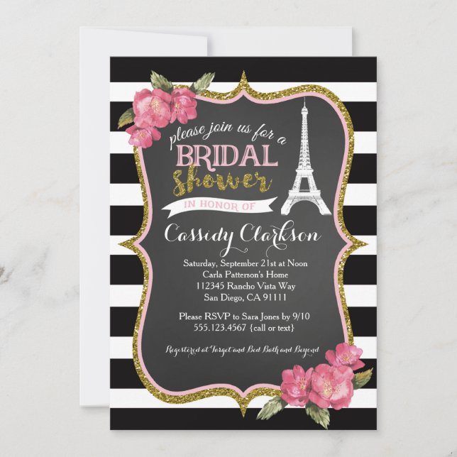 Einladung zur französischen Dusche Paris Bridal (Vorderseite)