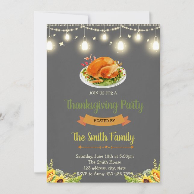 Einladung zur Friendsgiving-Potluck-Party (Vorderseite)