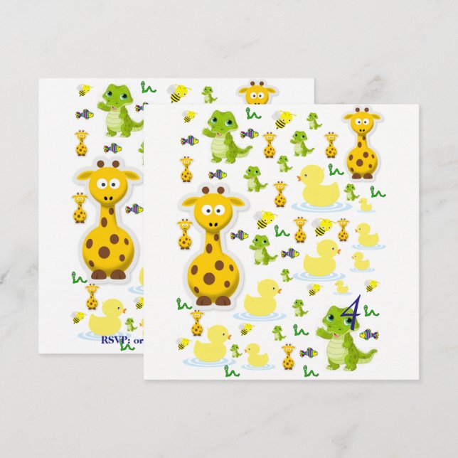 Einladung zur Geburtskarte (Vorne/Hinten)