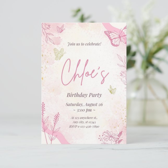 Einladung zur Geburtstagsfeier (Stehend Vorderseite)