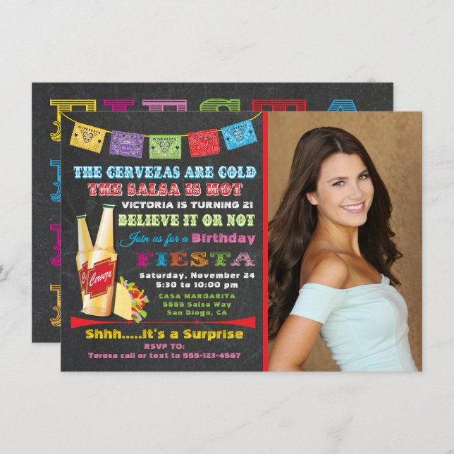Einladung zur Geburtstagsfeier in Mexiko (Vorne/Hinten)