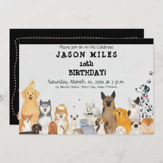 Einladung zur Geburtstagsfeier, Niedliche Hunde, S