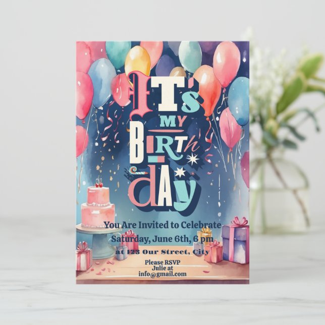 Einladung zur Geburtstagspartei (Stehend Vorderseite)