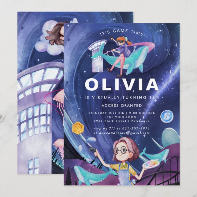 Einladung zur Geburtstagspartei (Vorne/Hinten)