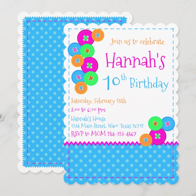 Einladung zur Geburtstagspartei (Vorne/Hinten)