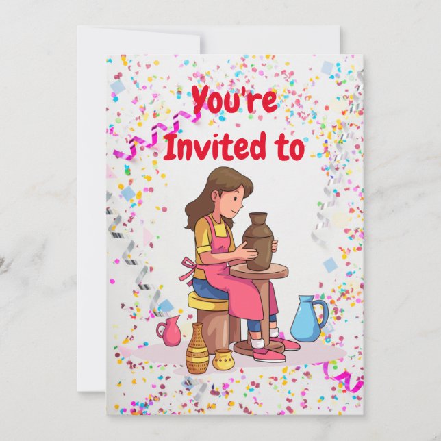 Einladung zur Geburtstagspartei der Töpferei (Vorderseite)