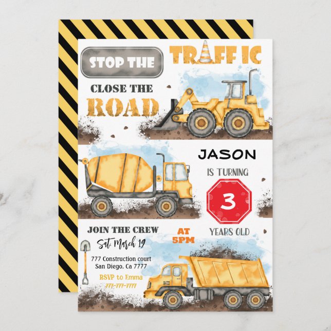 Einladung zur Geburtstagspartei des Baugewerbes (Vorne/Hinten)