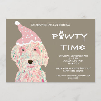 Einladung zur Geburtstagspartei des Hundes (Pawty