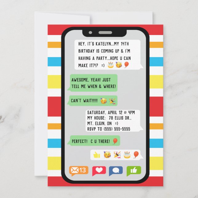 Einladung zur Geburtstagspartei gesimst, Party für (Vorderseite)