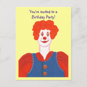 Einladung zur Geburtstagspartei, Happy Clown-Postk