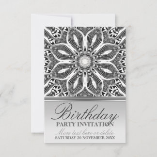 Einladung zur Geburtstagspartei Silver Geometric B